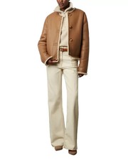 Gerard Darel Genuine shearling Reversible Brown Leather jacket Womens Maroussia