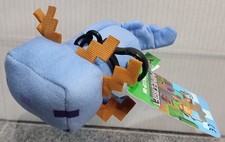 Minecraft Blue Axolotl Soft Plush Toy Clip-On Bag Charm Keychain Mojang - New