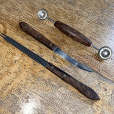 Vintage Skyline Butter Wooden Handle Grape Fruit England Melon Baller utensils