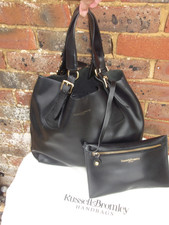 Russell & Bromley black smooth leather tote shopping handbag + matching purse