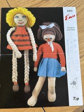 Vintage Emu 6451 Rag Dolls Knitting Pattern Double Knit Yarn Cuddly Toys