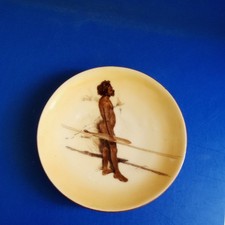 Brownie Downing Aboriginal Art  10cm Ceramic Wall Plate Unsigned Good Condition