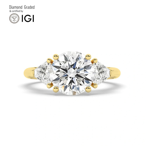 Round diamond trilogy - ring, 14k