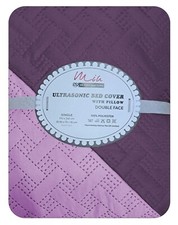 Luxury 3 Piece Quilted Embossed Bedspread Throw Bedding Set Single Double King