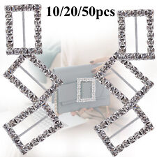 Rectangle Diamante Rhinestone Ribbon Buckle Slider with Vertical Bar for Wedding
