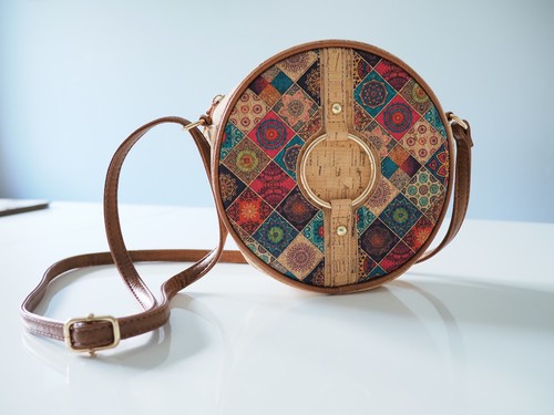 Round cork handbag made in - cork,