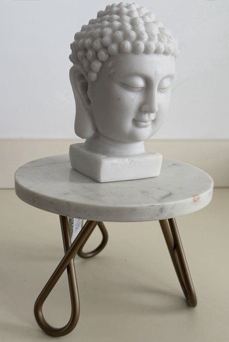 White marble buddha head - marble,