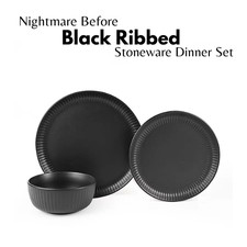 Modern 12 Piece Black Ribbed