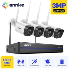ANNKE Wireless 3MP CCTV System Wifi IP Camera 2-Way Talk 5MP 10CH Video NVR IP66