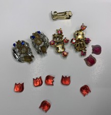 Vintage Coro Earrings Tulip Repair Salvage Parts Pieces Restore Signed
