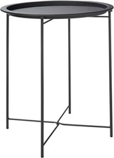 Side Table Tray Top Black  Round Metal Folding Portable Coffee Night Stand