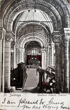 1904 Swanage Studland Church Interior, Wrench Vintage Postcard Dorset