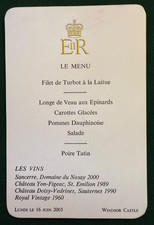 Antique  Royal Menu For Queen