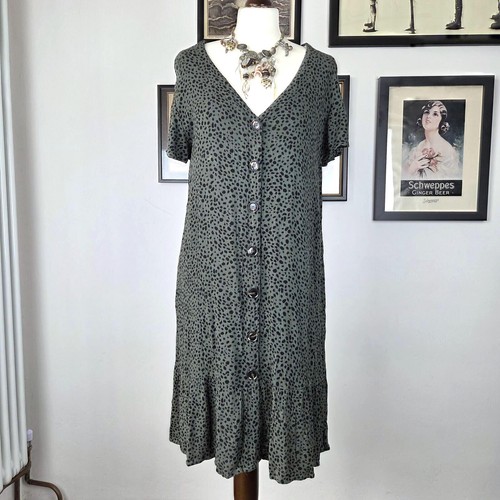 Animal print button front - front, midi