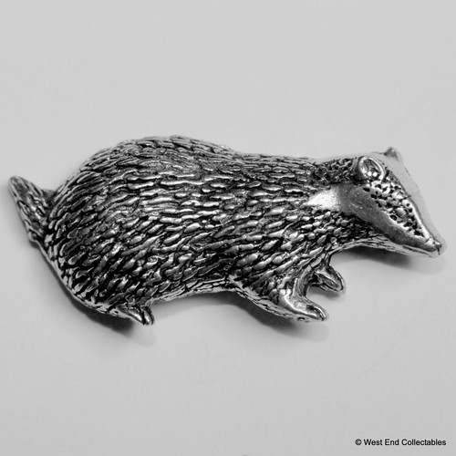 Badger silver pewter pin - badger,