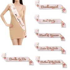 Floral Hen Party Sashes Night Hen Do Bride To Be Pink with Rose Gold Writing