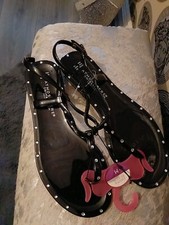 womans sandals black diamante detail size 5/6 brand new