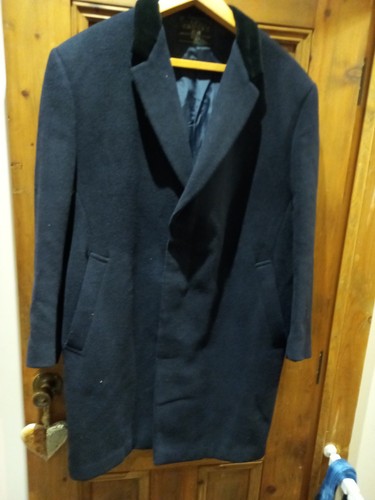 Navy blue crombie coat with - blue,
