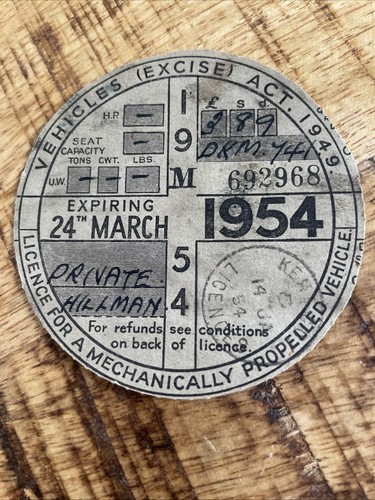 Vintage old tax disc - old,