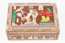 Vintage Egyptian Mosaic Style Wood Inlay Abalone Jewelry Trinket Box