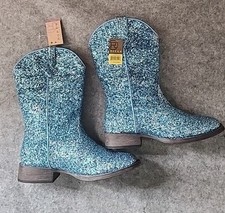 NWT Roper Girls Glitter Galore Square Toe Cowboy Mid Calf Boots Size Big Kids 3