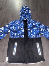 Boys Waterproof Raincoat Jacket Age 12-13 With Removable Hood & Compass