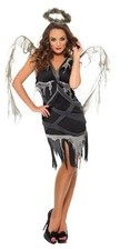Halloween Ladies Dark Fallen Angel Costume UK 4-6