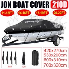 11-22FT Heavy Duty Boat Speedboat Cover 210D Waterproof Fish Ski V-Hull Marine