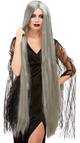 Long silver straight gothic - silver,
