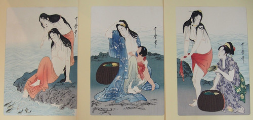 Utamaro woodblock print - woodblock,