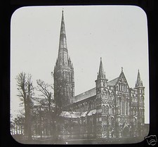 Glass Magic Lantern Slide SALISBURY CATHEDRAL . C1910 ENGLAND .