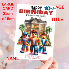 ROBLOX BLOXBURG Birthday Card Personalised Name Age, Grandson Son Brother Nephew