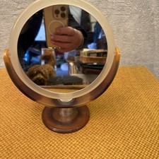 Vintage 2-Way Swivel Vanity Mirror – Mid Century 1970s Brown Plastic Frame – MCM