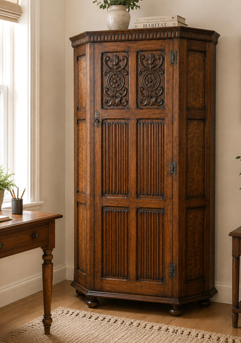 Antique carved oak linenfold - antique,