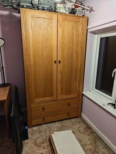Double Solid Oak Wardrobe With