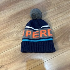 men's super dry knitted bobble detail logo beanie hat