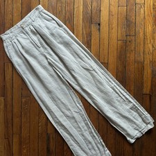 Reformation Mason Linen Wide Straight Leg Pleated Pants Women 6 Oatmeal Beige