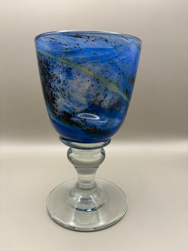 Blue yellow glass wine - blue, /