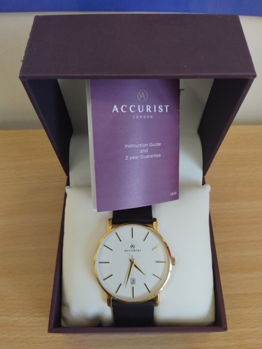 Accurist mens gold case white - accurist,