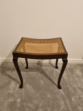Antique Bergere Piano Stool/Dressing Table Cane