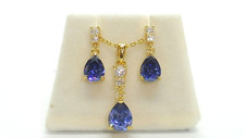 Ladies 9 Ct Gold on 925 Silver Tanzanite & White Sapphire Earring Necklace Set