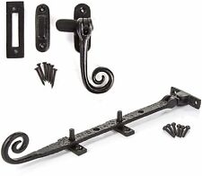 Black Cast Iron Window Stays Monkey Tail Curly End Casement Fasteners Antique