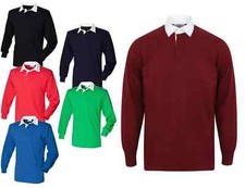 Front Row Cotton Long Sleeve Rugby Shirt No Logo S - 5XL
