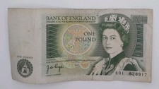 1978 - Bank of ENGLAND - £1 British Pound Banknote Serial No. R01 828917 P-377a*