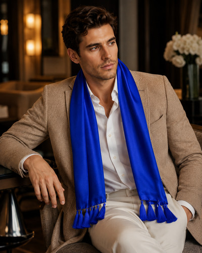 Monzoro 100 silk scarf royal - 100%,