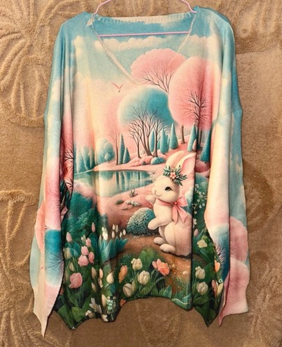Colourful bunny rabbit jumper - colourful,