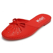 Womens Flat Mule Sliders Faux