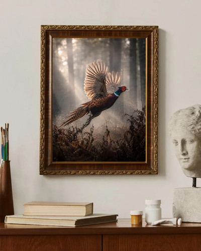 Pheasant flight print - in,