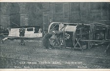 Yorks BRADFORD Church Bank Tram 210 Car Smash Walter Scott 1907 PPC
