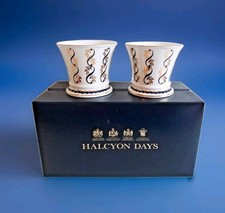 Halcyon Days Gift Boxed 2 Pinxton Design Porcelain Votive Candle Holders